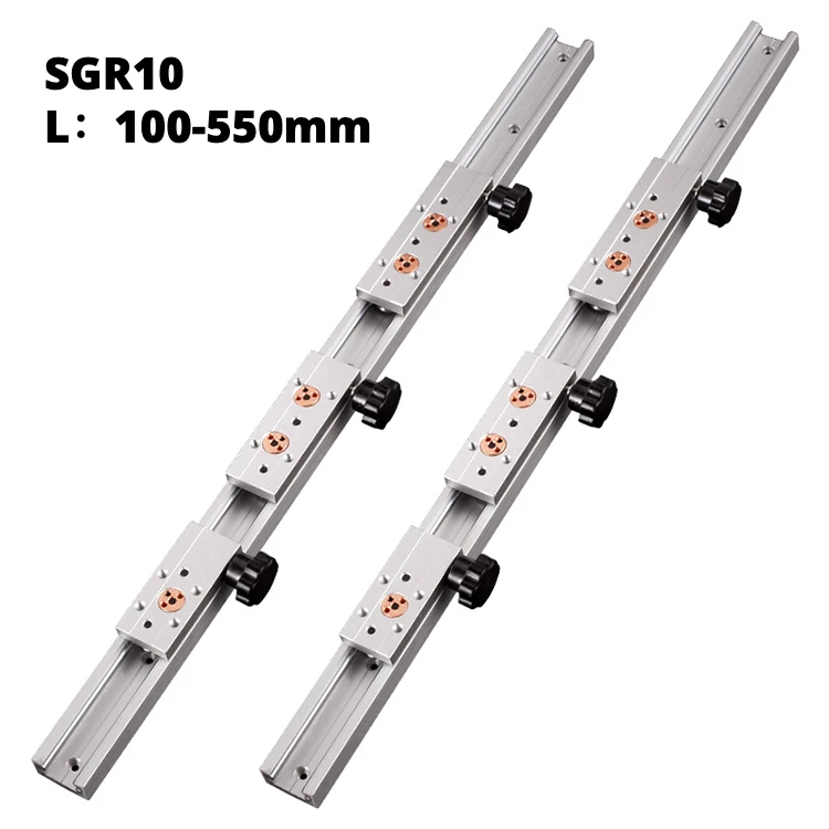 SGR10 Built-in Dual-Axis Linear Guide 28mm 1pc SGR10 Rail 1pc SGB10 Block set L100-550mm 3/4/5wheels with Lock Woodworking