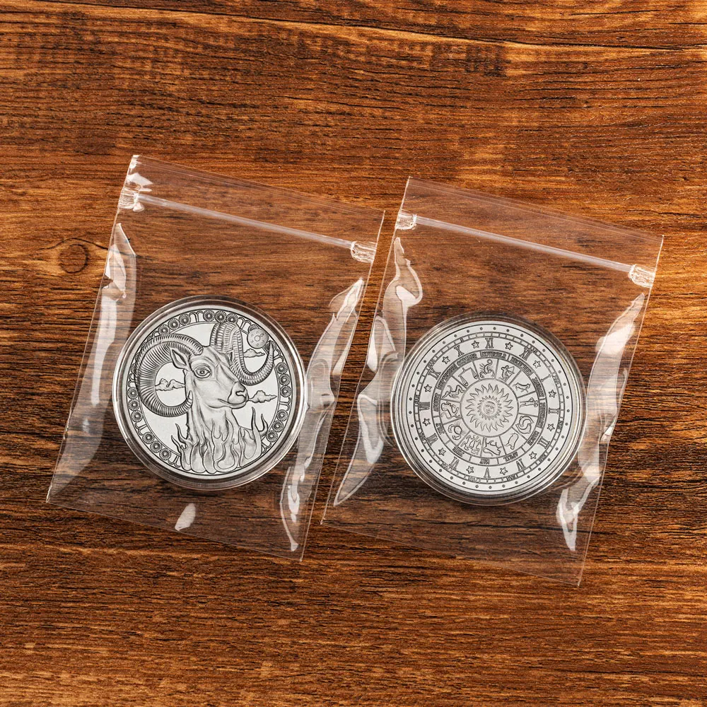 برج الحمل تنقش العتيقة الفضة مطلي عملة تذكارية 12 علامة زودياك شارة معدنية عملات للأصدقاء