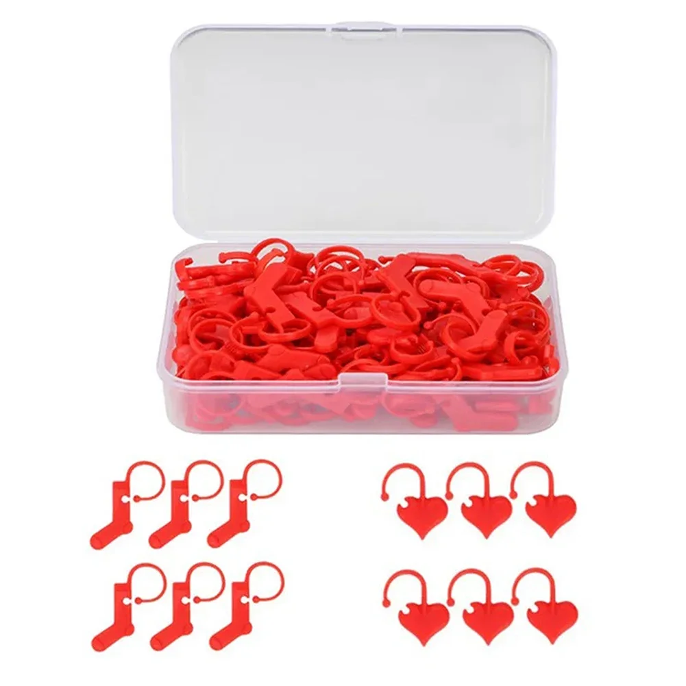 Plastic Knitting Tools Locking Stitch Markers Crochet Latch Knitting Tools Needle Clip Hook Red Heart Socks Shaped