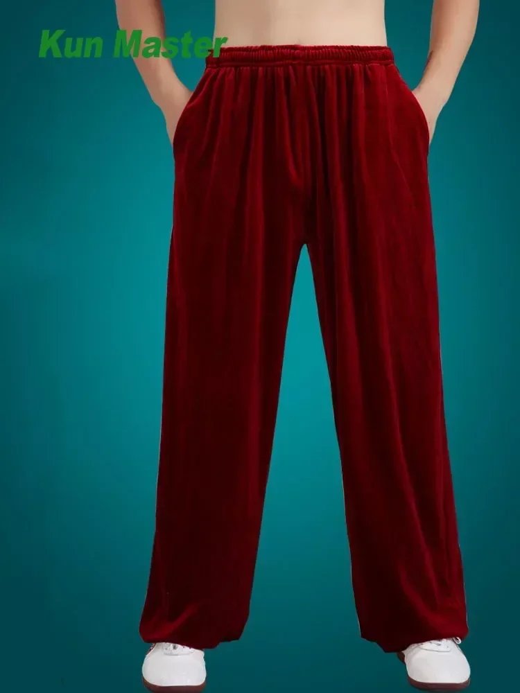 太極拳パンツ厚み武術服カンフーズボン武道制服通気性マルチカラー-2025-新スタイル弾性ウエスト