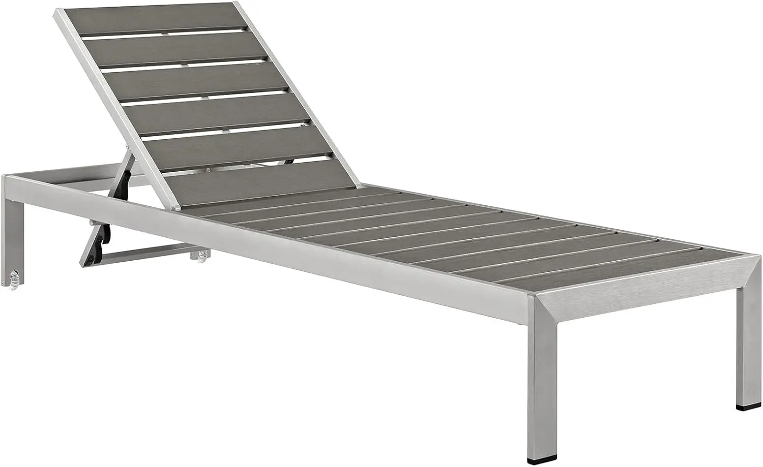 Shore Aluminum Outdoor Patio Chaise Lounge Chair in Silver Gray