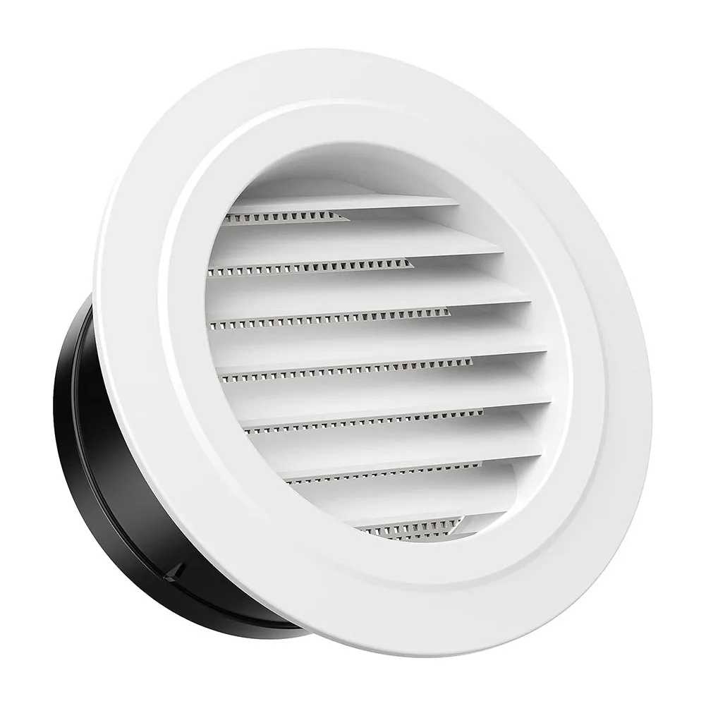 Round Louvered Duct Vent Cover Adjustable ABS Wall Ceiling Grille For Bathroom Office-Exhaust 75-200mm White