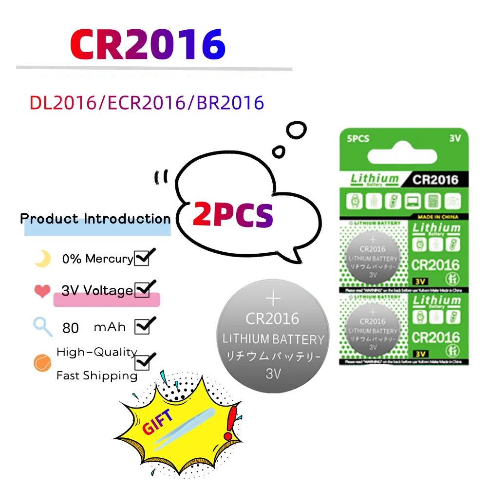 2-10 Stuks 80 Mah CR2016 Knoopcellen Batterijen CR 2016 DL2016 BR2016 LM2016 ECR2016 3V Lithium Knop batterij Voor Horloge Afstandsbediening Sleutel