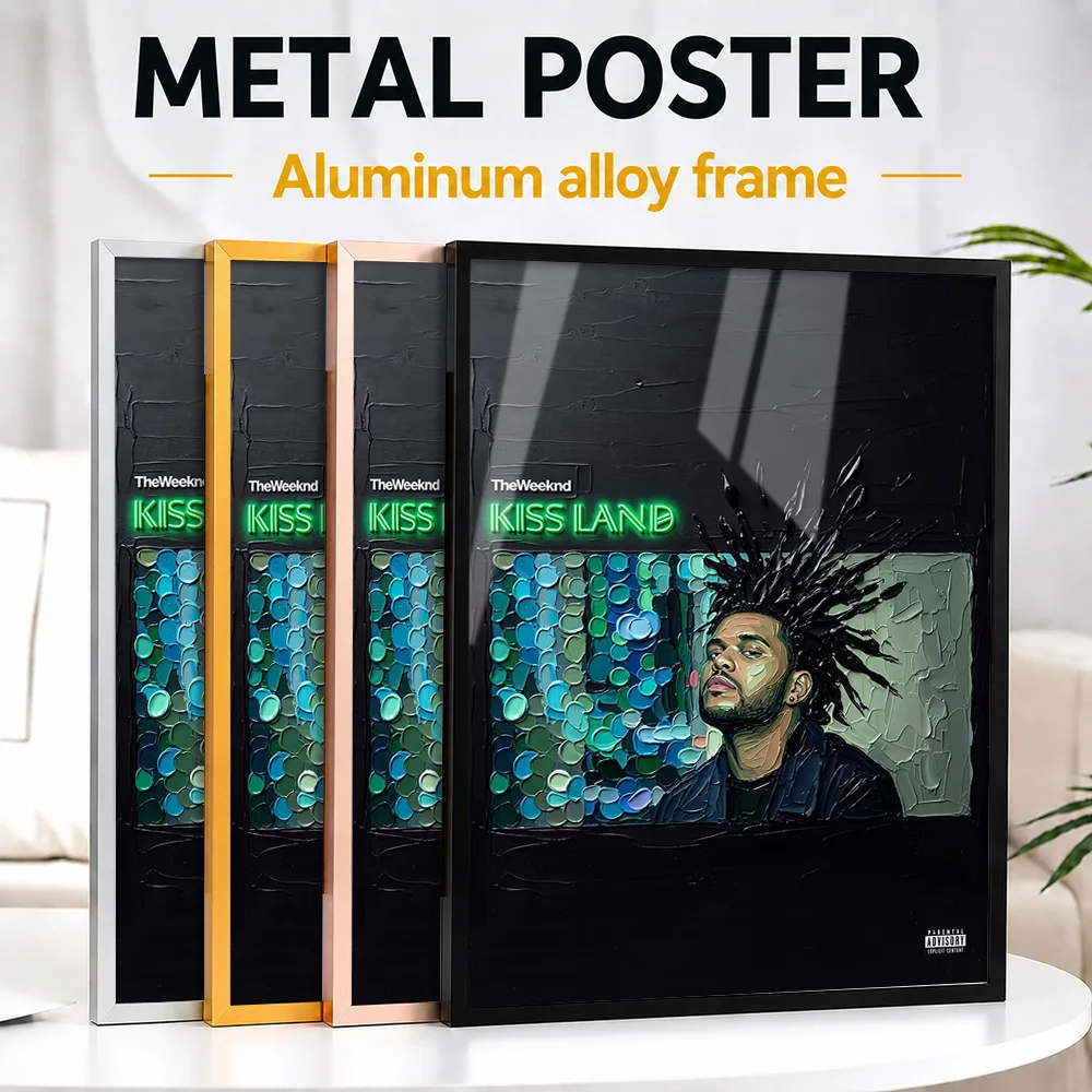 The Weeknd Kiss Land Album Cover Metal Poster With Aluminum Alloy Frame Personalized Pop Icon Tribute Wall Art For Room Fan Gift