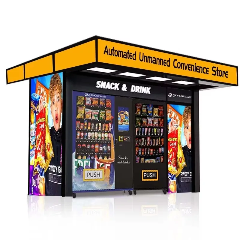 Unmanned Convenient Store 24 Hours Self-service Vender Cold Drink and Snacks Vending Machine Refrigerator Vending Machine
