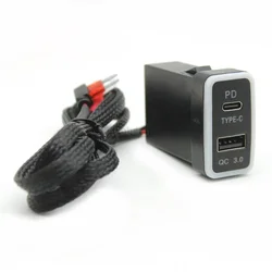 Auto TYPE-C PD QC3.0 USB Interface Dual Socket Port Charger Using For Toyota Tacoma Land Cruiser Reiz Hilux Prado 120 FJ CRUISE