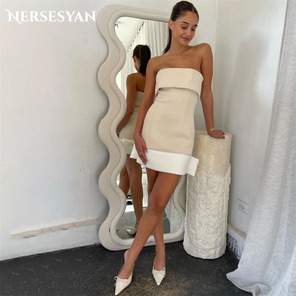 Nersesyan Light Champagne Formal Evening Dresses Draped Off Shoulder Bow Backless Prom Dress Sleeveless Graduation Party Gowns