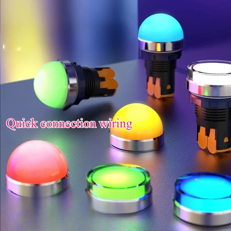 1PCS 22MM Panel Mount Plastic/Metal Signal Light Display Lamp LED Power Indicator 12V 24V 220V Blue Green Red White Yellow