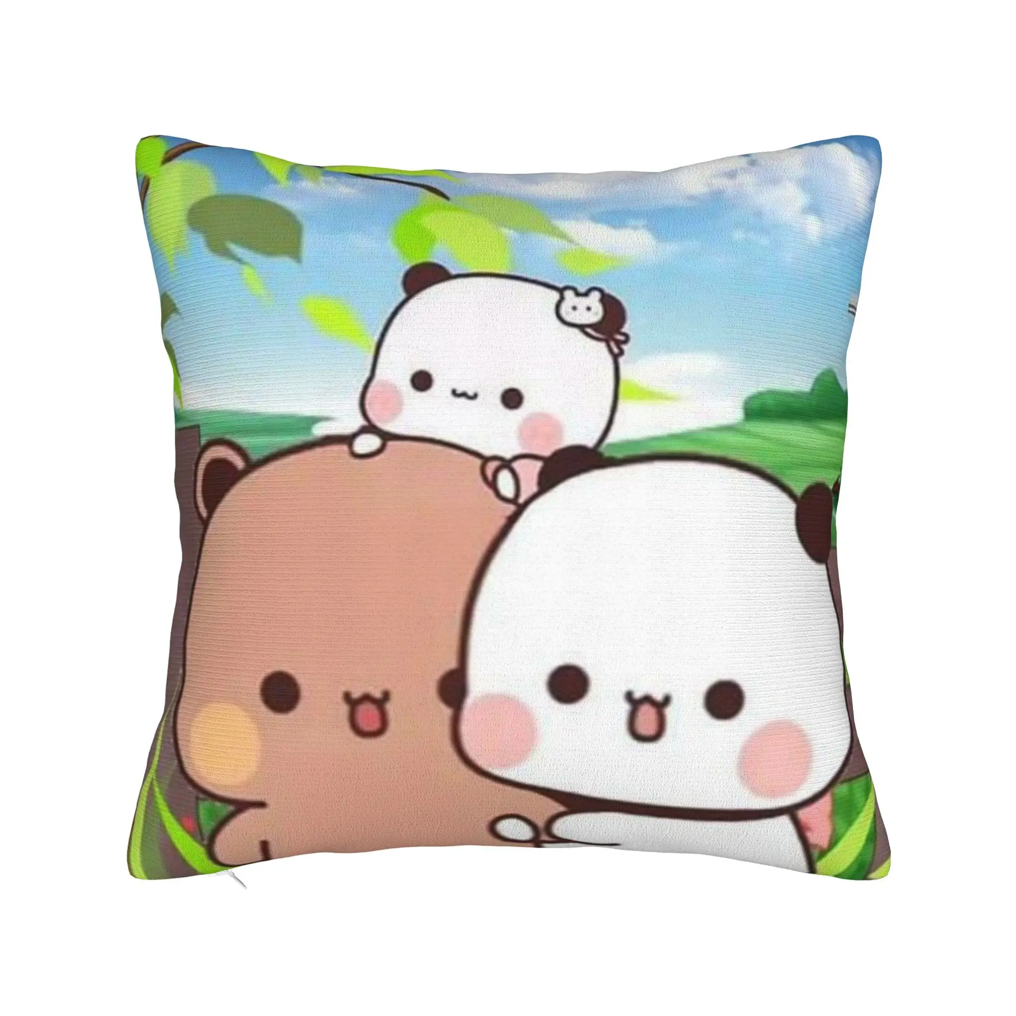 Family Panda Bubu Dudu Pillowcase Polyester Cushion Cover Gift  Throw Pillow Case Cover Home Square 45*45cm
