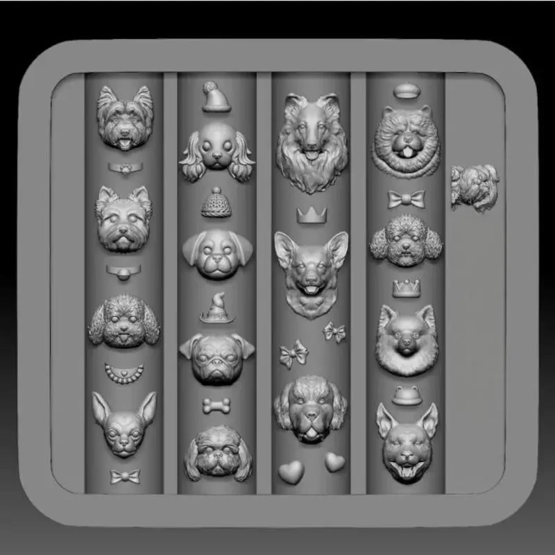 3D Puppy Nail Art Mold Silicone DIY Cute Cartoon Animal Dog Nail Design Molds Transparent Nail Art Carving Template