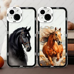 Case For iPhone 16 15 14 13 Pro Max 12 Mini 11 XS X XR SE 7 8 Plus Soft Cover Horse