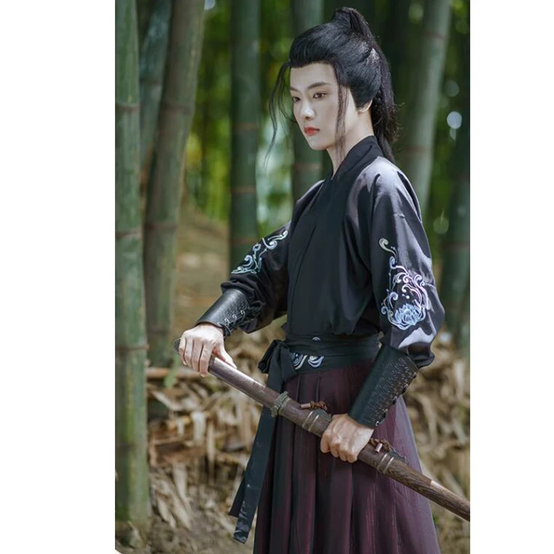 Hanfu Men Oriental Chinese Style Traditional Black Red Ancient Adult Wuxia Costume Student Embroidery Women Cosplay Chinoiserie