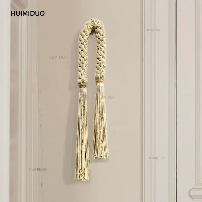 Unique Knot Tassel Fringe Macrame Backdrop Natural Cotton Wall Art Modern Luxury Decor For Hotel Office