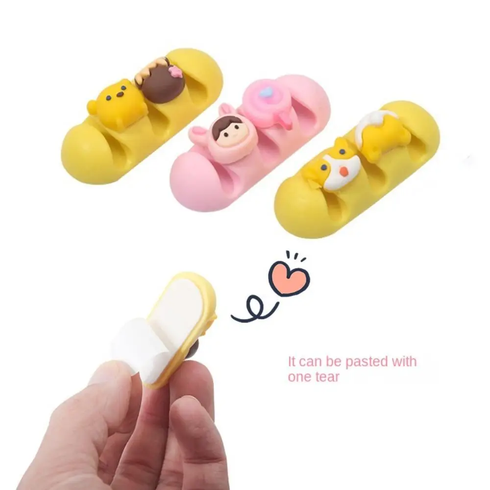 ตัวป้องกันสายไฟการ์ตูนสาย Winder ซิลิโคนยืดหยุ่นโต๊ะสาย USB Organizer การ์ตูนสายคลิป Kawaii สาย