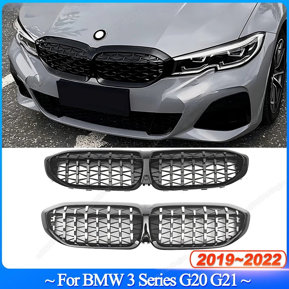 

Для BMW 3 серии G20 G21 2019-2022 Передний бампер автомобиля Pre-LCI Racing Grille Diamond Meteor Style ABS Глянцевый черный Bodykits Тюнинг