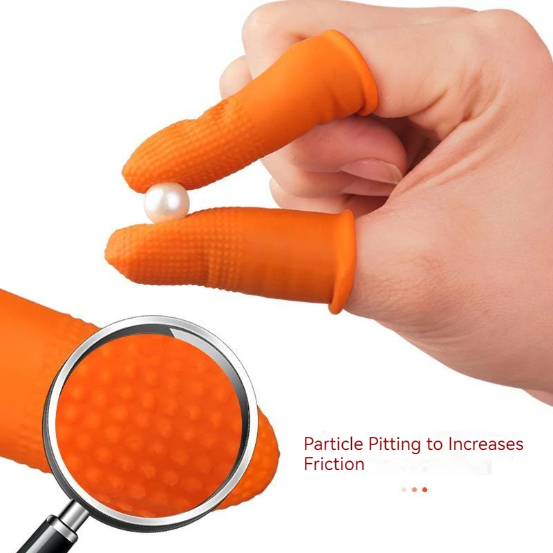 100PCS/Bag Orange Disposable Gloves Thickened Non-Slip Latex Finger Cover Finger Cover Durable for Craft Work Painting Sports