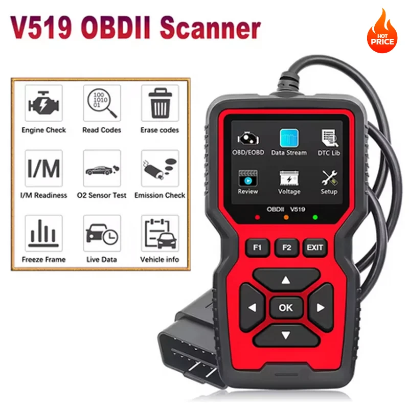 

XIYU V519 OBDII Code Reader reset Car Diagnostic Scan Tool Automotive ODB2 Voltage Tester 2 Scanner Auto Tools good than ELM327