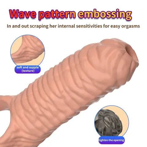 Male Realistic Penis Sleeve Extender Cock Sleeve Dick Enlargement Delay Ejaculation Cock Rings Reusable Condom Sex Toys For Men
