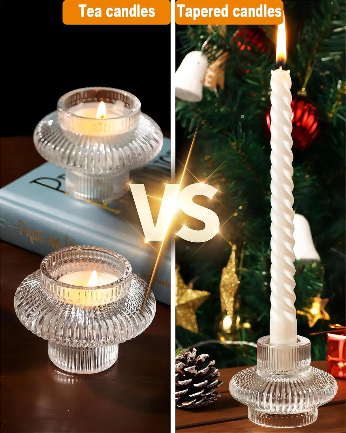 Glass Taper Candle Holder  Stackable Candle Holder for Wedding Party Centerpiece Dual Purpose Crystal Glass Candle Holder