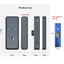 Biometric Fingerprint Smart Electronic LocK  Sliding Wooden Door Lock Tuya Bluetooth Lock