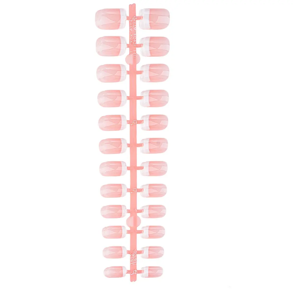 120 Stück Rosa Kurze Eckige French Press-On Nägel Glänzende Weiche Gel Weiße French Künstliche Nägel Vollständige Abdeckung Acryl Fingernägel Deko E # 2 – Detail 2