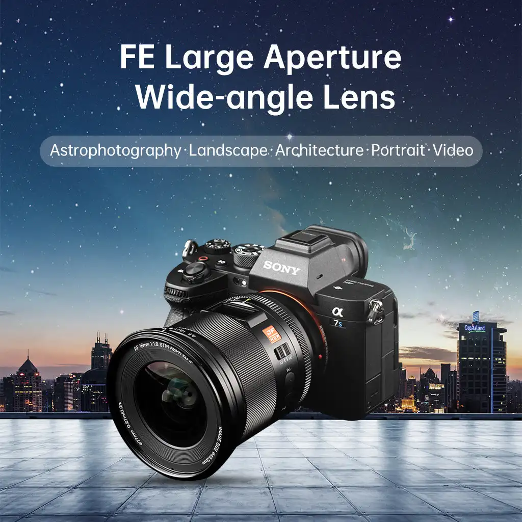 VILTROX 16mm F1.8 Full Frame Large Aperture Ultra Wide Angle Auto Focus Lens LCD Screen For Sony a7 a7C a7III a7RIV Nikon Z Zfc