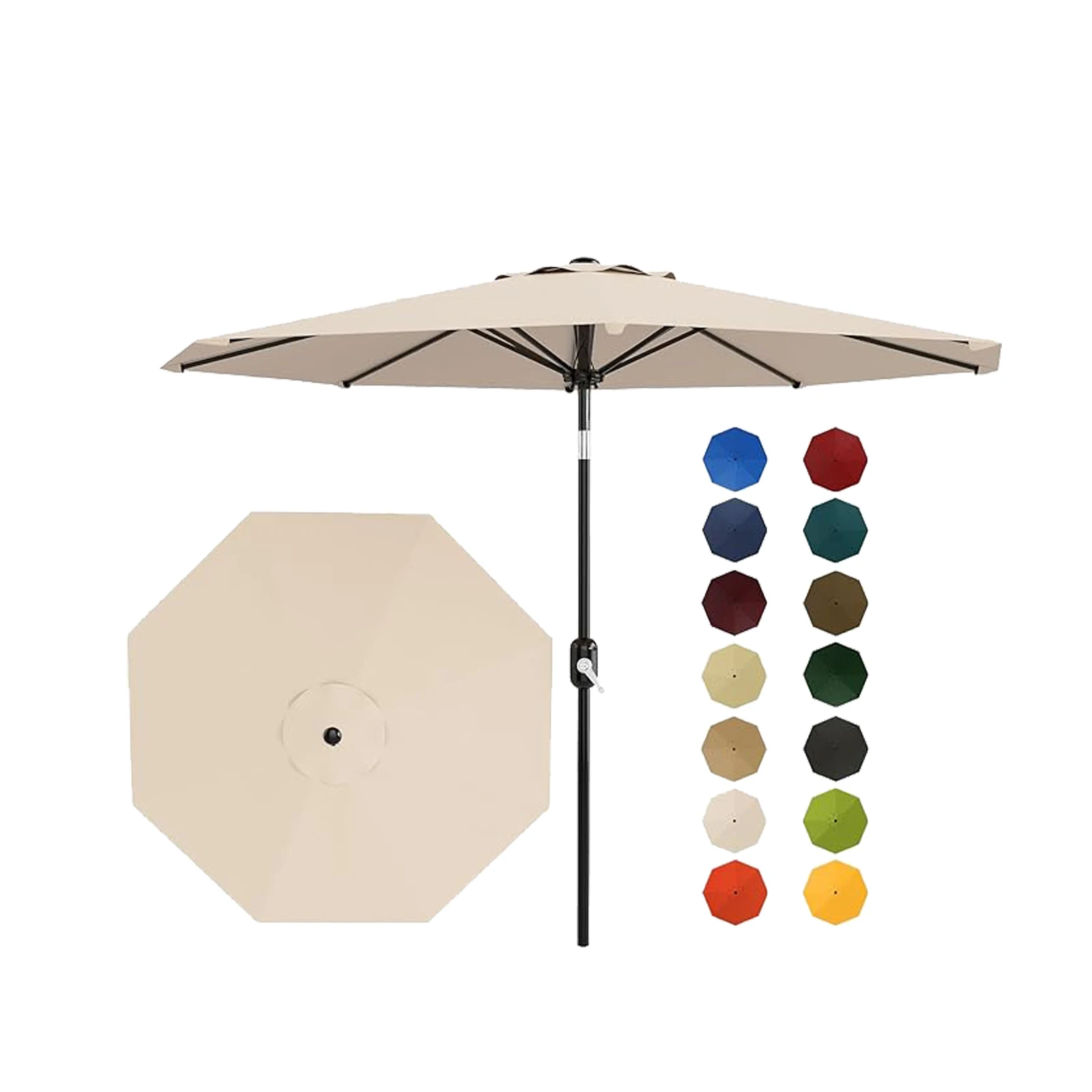 

9 ft Outdoor Patio Umbrella 8 Sturdy Ribs Outdoor Table Umbrella with Crank Lift & Push Button Tilt -Protection for Pool,Yard