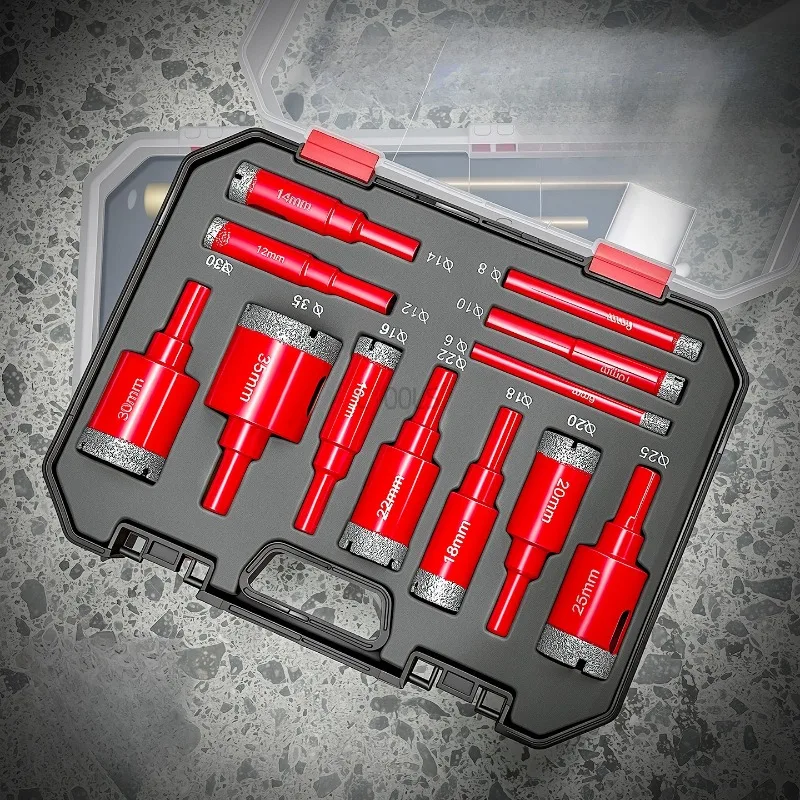 12Pcs Diamond Coated Drill Bits Set 6-35mm Hole Saw Kit High Hardness Brazed Hole Cutter Drill Bit for Marble Tile Stone Glass
