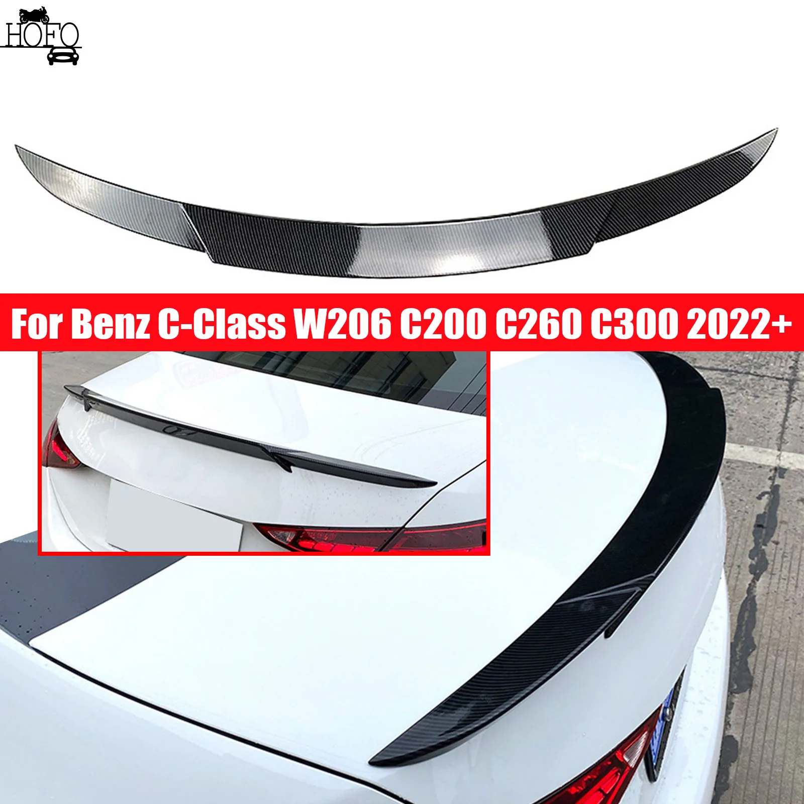 

Car Roof Spoiler Rear Trunk Spoiler Rear Wing ABS Body Kits Tuning For Benz C-Class W206 C200 C260 C300 2022+