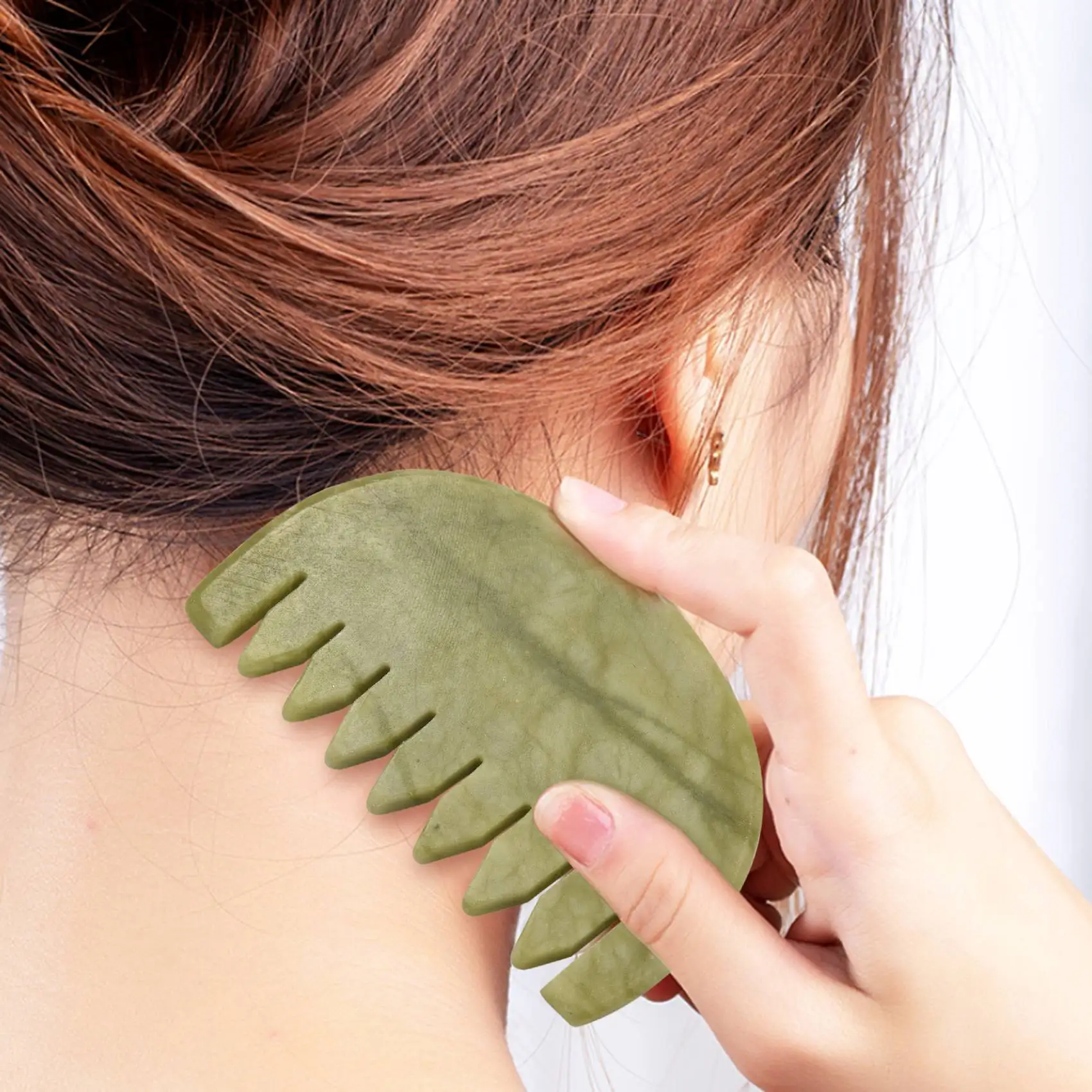 ABRN-1PCS Guasha Board Comb Natural Jade Face Body Care Scraping SPA Massage Stone Relaxation Comb Health Care