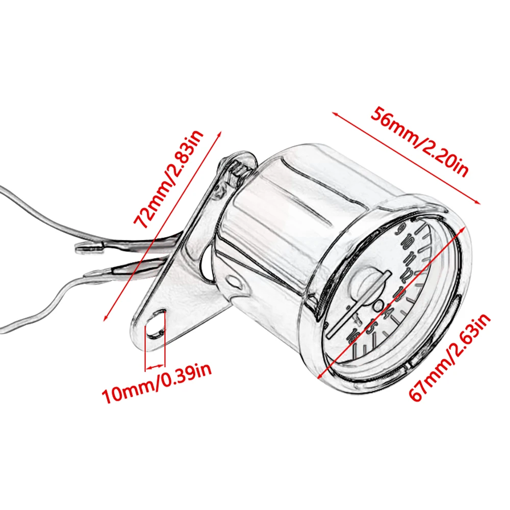 12V 16000 RPM Waterproof Motorcycle Speedometer Tachometer Backlight Gauge for 1 2 3 Cylinders