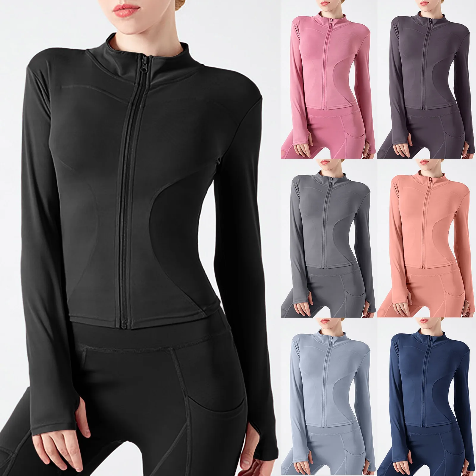 

Slim Tracksuit Workout Top Female Training Jackets Zipper Long Sleeve Yoga Running Sports Coat Women Zip Fitness Yoga Jacket