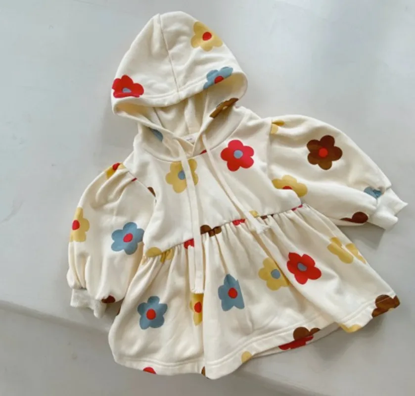 

Fashion Children Girl Hooded Dress for Spring Cute Long Sleeve Dress Baby Girl Casual Clothing