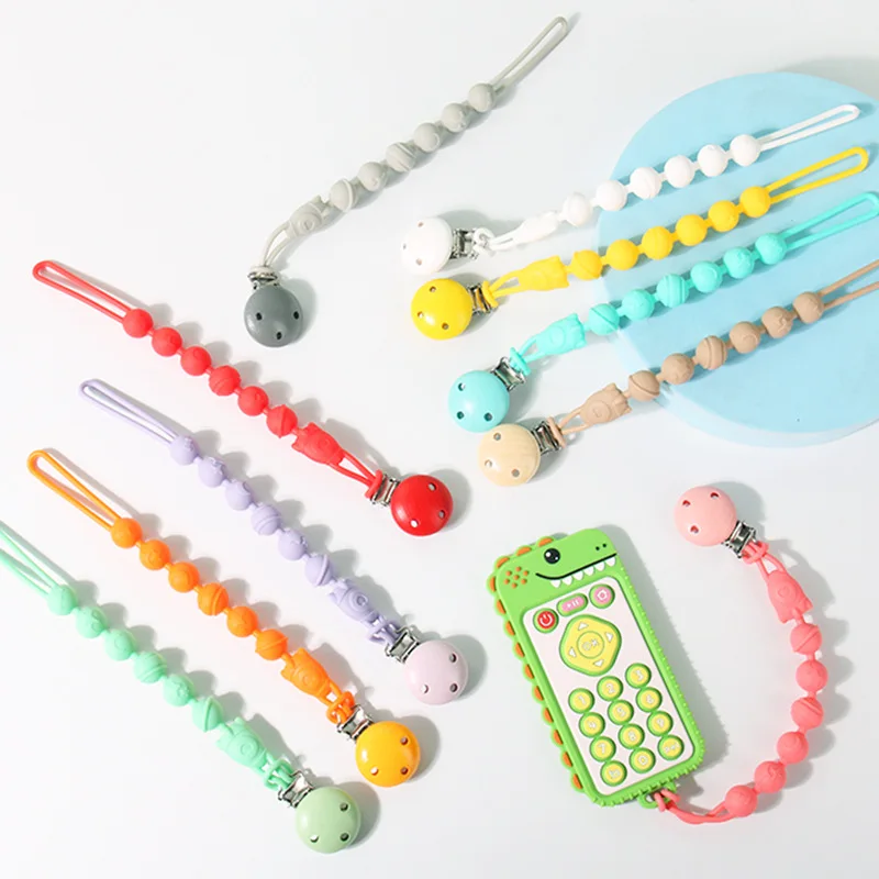 Anti-lost Baby Pacifier Clips Integrated Soft Silicone Baby Pacifier Chain Teether Teething Toys Clip Holder Chain Clip Gift New