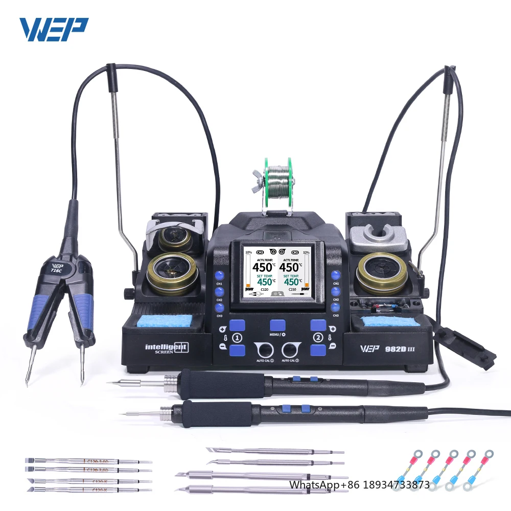 WEP 982D-III Compatible With C210 C245 Micro Tweezers 2-IN-1 Precision Soldering Iron Station