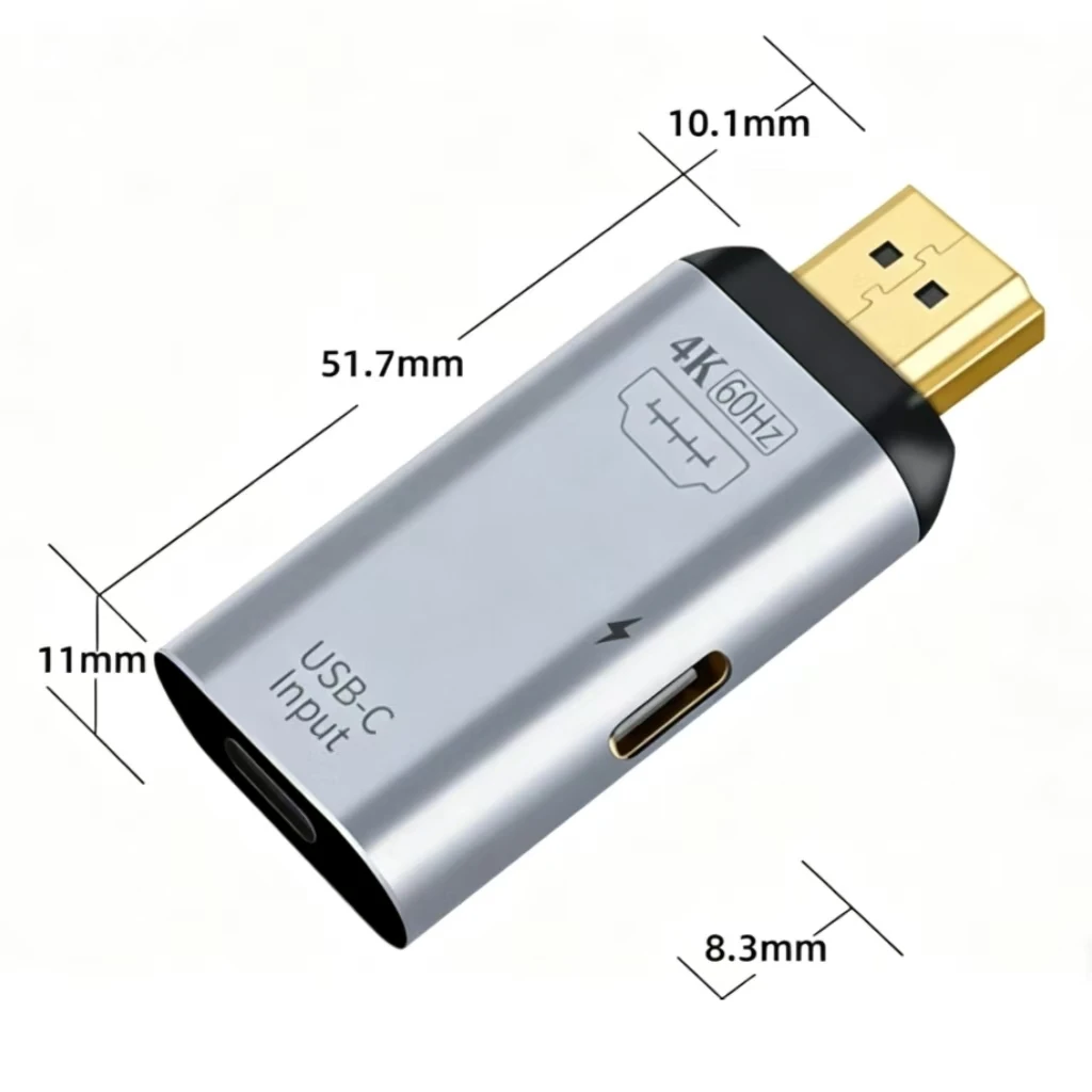 3‑in‑1 Type‑C to HDMI Adapter 4K@60Hz with PD Charging Port, Video Converter for Laptop Phone Monitor Projector