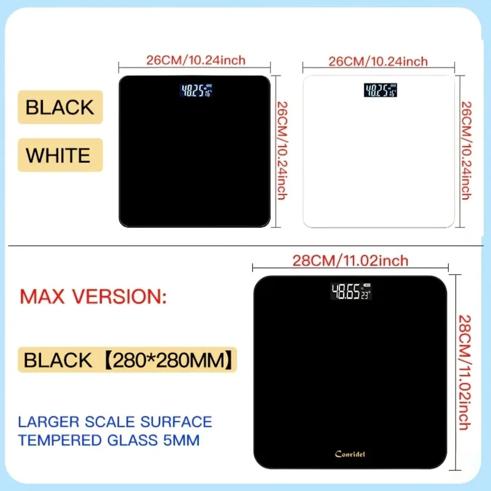 High Precision Digital Bathroom Scale with Large LED Display and Temperature Sensor kg Scale for Home Gym Daily Use