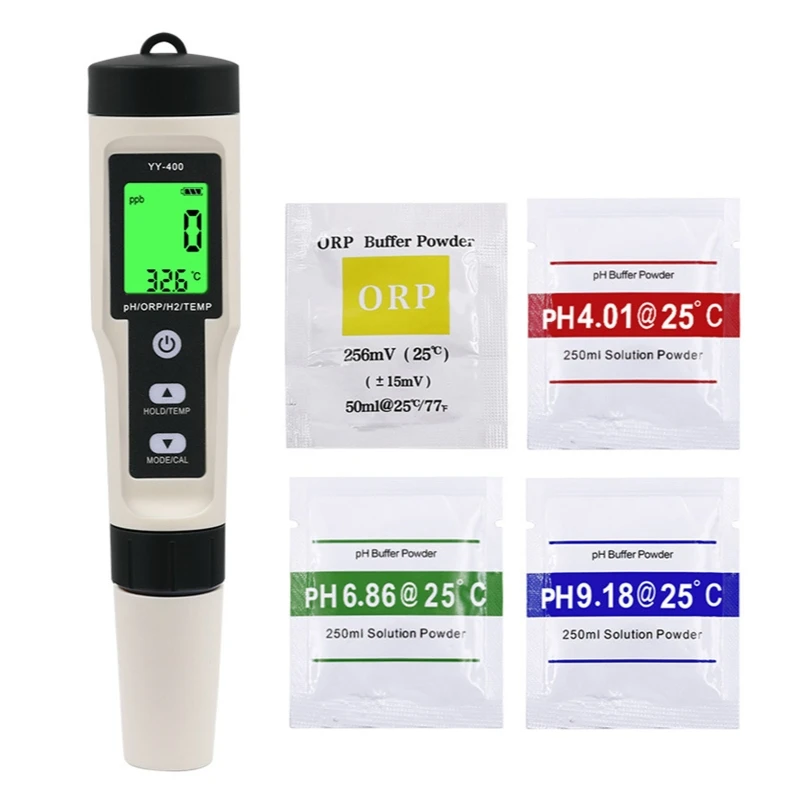 4-in-1 Digital pH Meter pH/ORP/H2/TEMP Meter with/non Backlight 0-14 pH Measurement  for Household Drinking Water Dropship