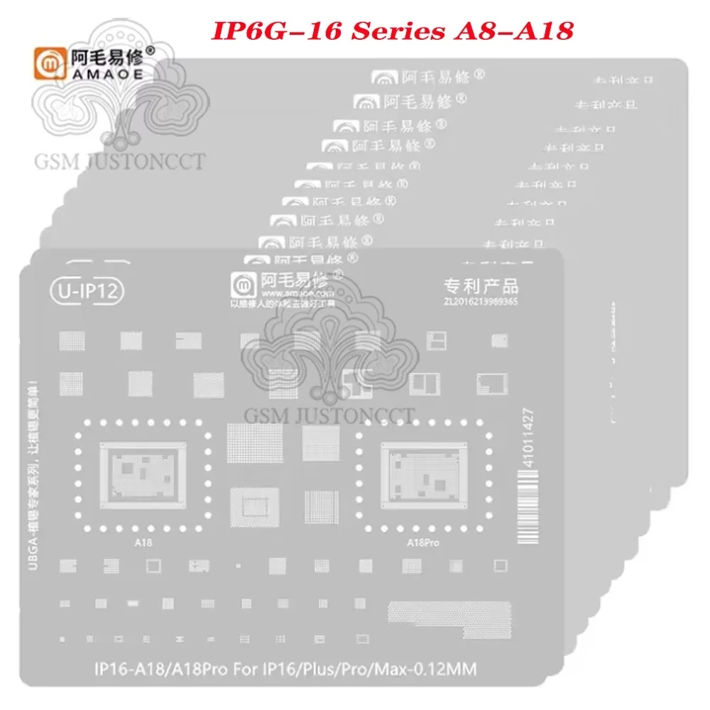Amaoe para iPhone 6 ~ 17 Pro MAX: Nova Placa de Reparo BGA A8 ~ A19 para CPU e IC (Chip) - Estêncil de Solda para Placa-Mãe