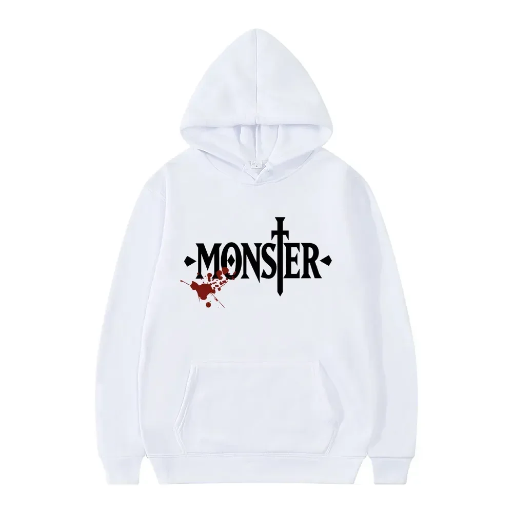 Japanese Anime Monster Logo Graphic Hoodie Harajuku Cool Style Long Sleeve Men Women Fashion Oversized Sweatshirt Hoodies Unisex