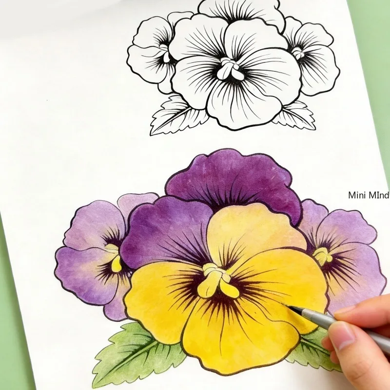 A Beginner's Colorful Lead Flower Line Drawing Exercise Book, Include Roses, Tulips, Lotus Flowers, Sunflowers, Suitable As Gift