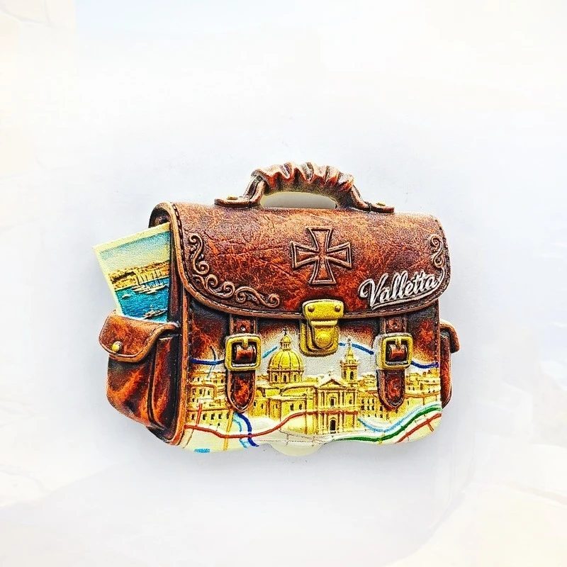 Valletta Handbag Fridge Magnet - Elegant 3D Church & Purse Souvenir Unique Maltese Gift for Travel & Fashion Home Decor