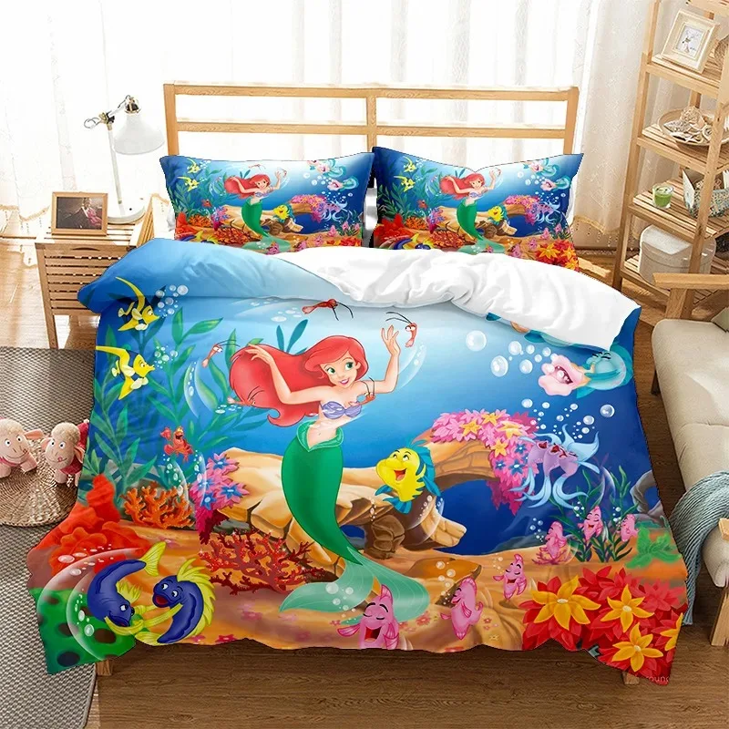 

Disney Little Mermaid Princess Bedding Set Cartoon 3D Printed Ariel Princess Duvet Cover Pillow Cases Comforter Bedding Sets
