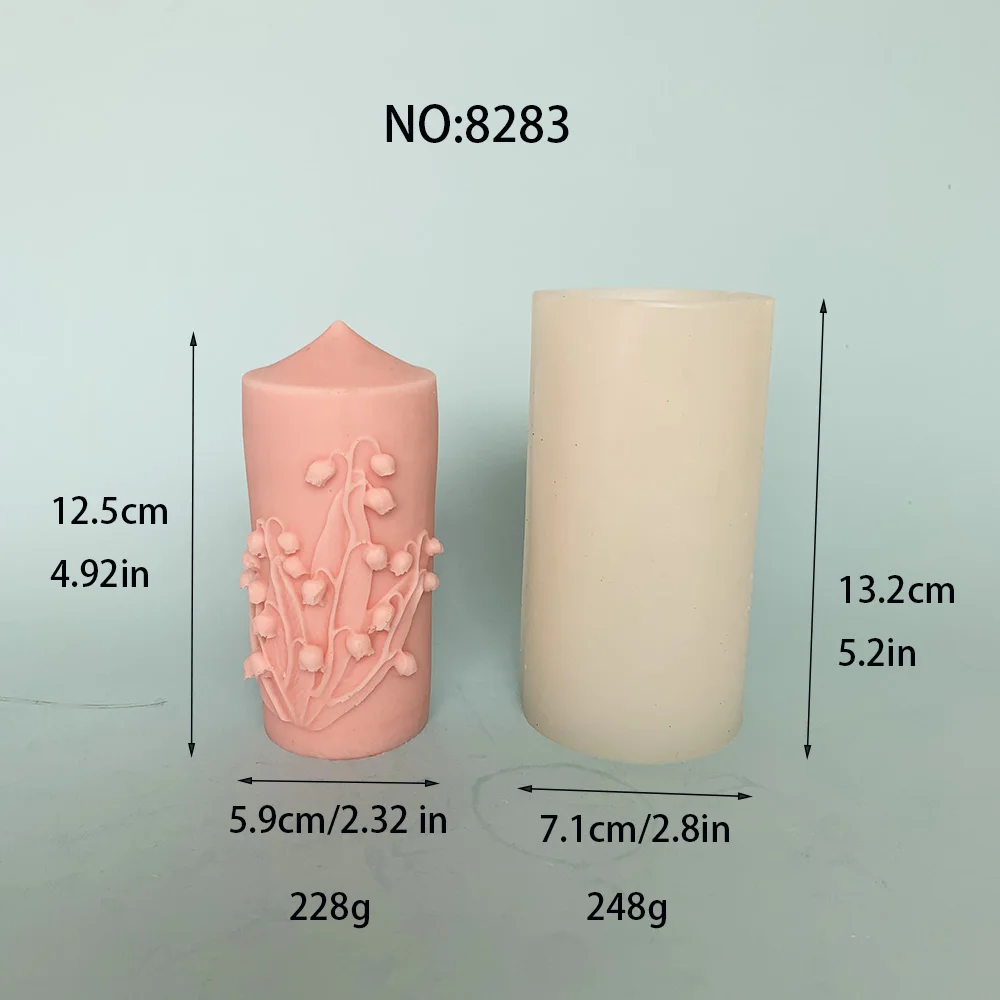 Relief Flower Cylindrical Candle Silicone Mold DIY Scented Soap Making Tools Plaster Rose Chocolate Mould Valentine's Day Gifts