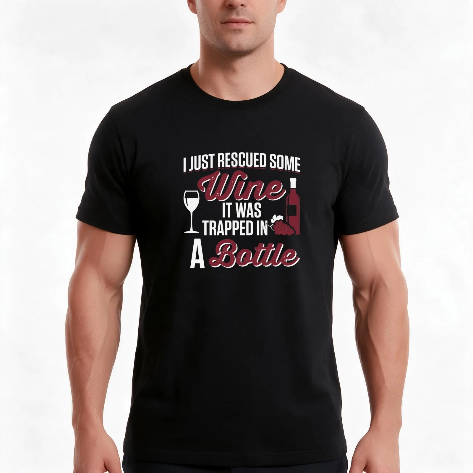 I Just Rescued Some Wine It Was Trapped In A Bottle T-Shirt Summer Casual Cotton Tee Oversized Streetwear Tops 100% Cotton