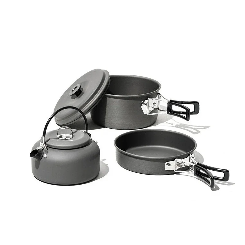 Outdoor camping cooker set Kettle frying pan Aluminum pan Camping picnic portable pot set