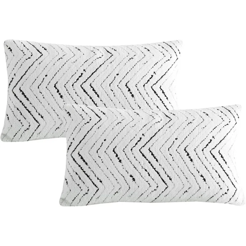 1/2pcs White Chenille Geometric Jacquard Velvet Pillow Covers Decorative Throw Pillow Cases for Sofa Couch Bed Gift Pillowcase