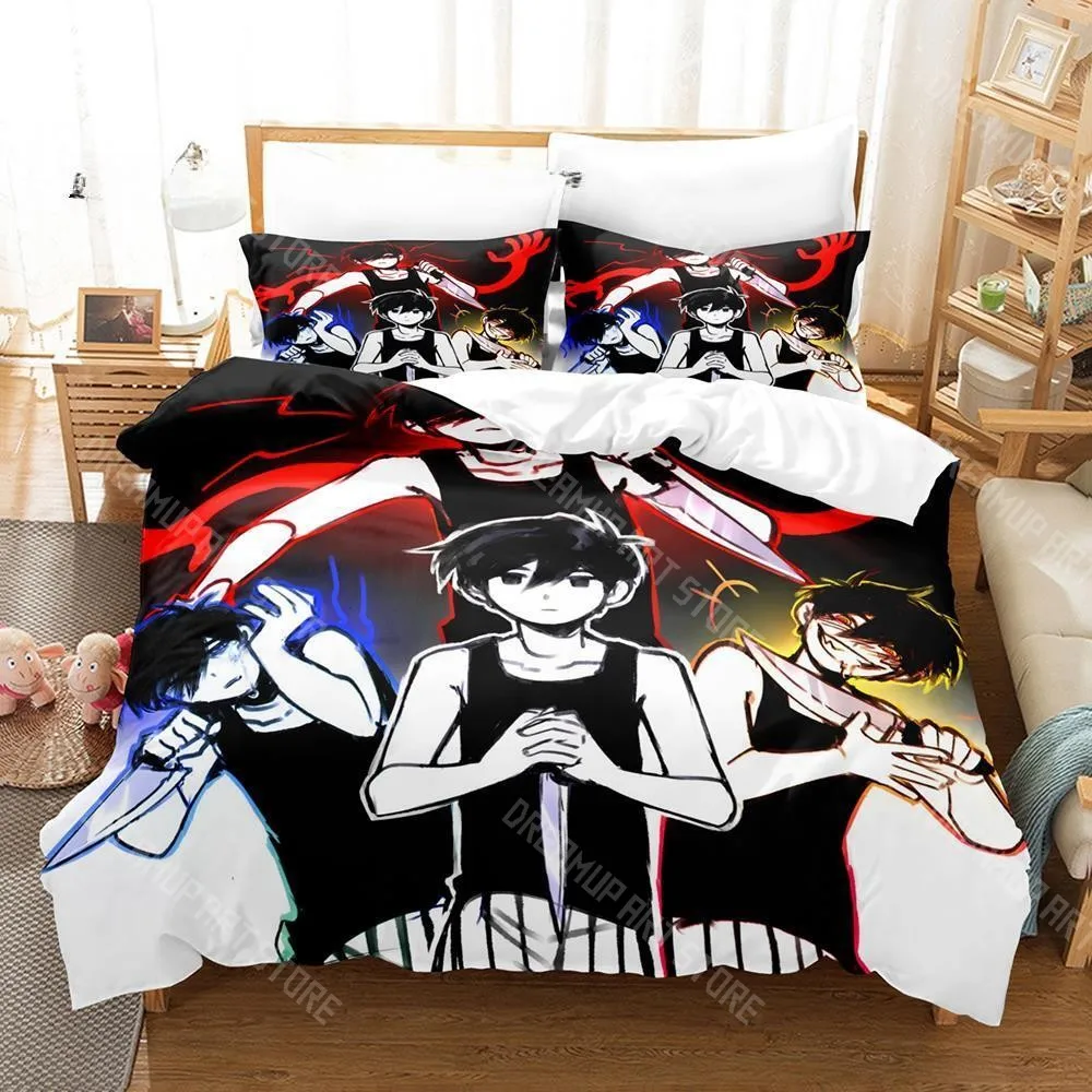 3D Printed Omori Game Bedding Set for Boys Girls Duvet Cover Pillowcase Included Twin Queen King Full Single Double Sizes