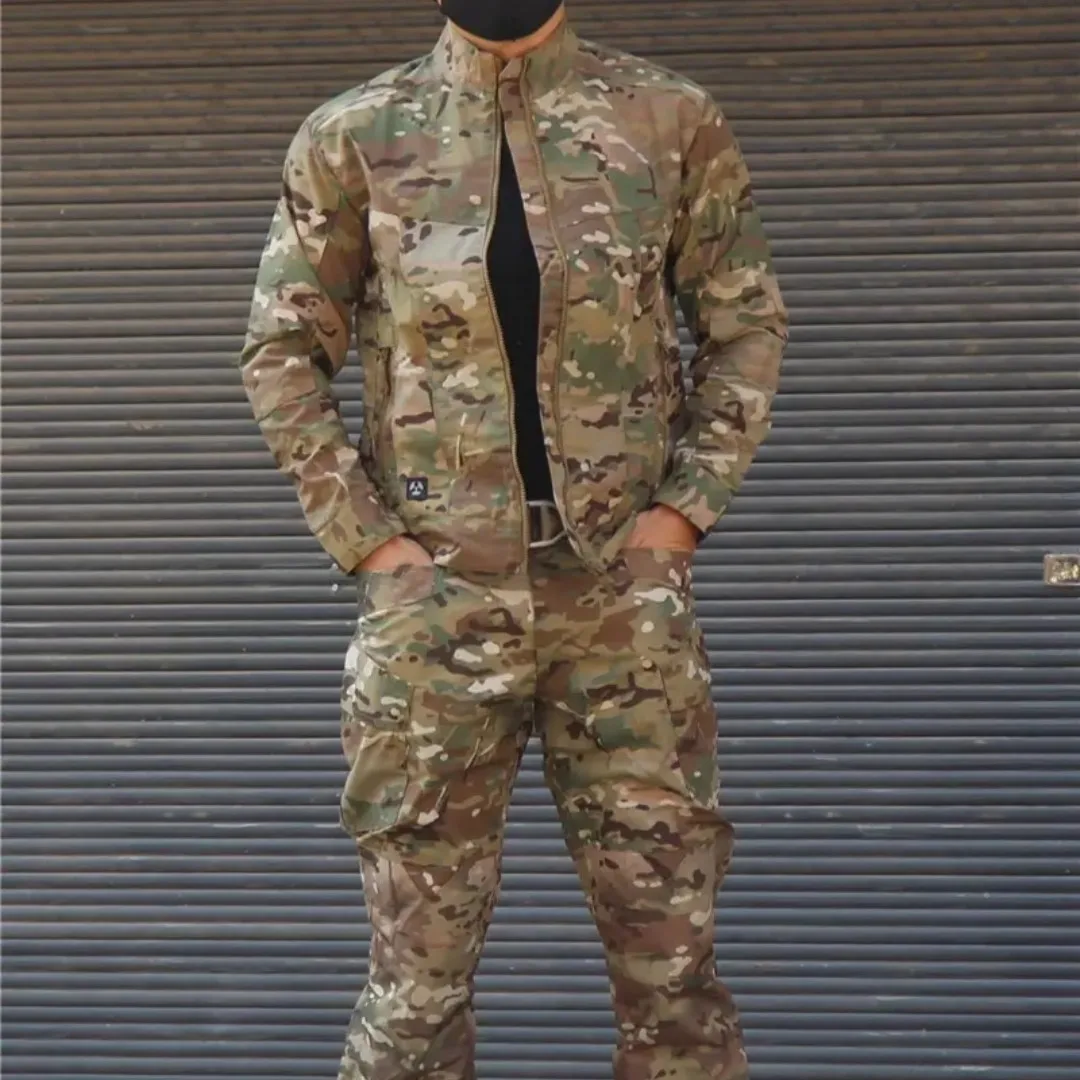 New Camouflage Suit Male Wear-resistant Spring And Autumn Field Multi-bag Protection Work Clothes Military Training Uniforms