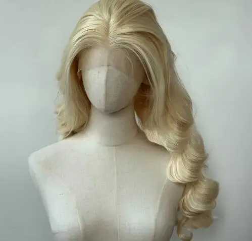 Blonde Wig Synthetic Lace Front Wig Long Body Wave Lace Front Synthetic Wig Pre Plucked Heat Resistant Fiber Hair